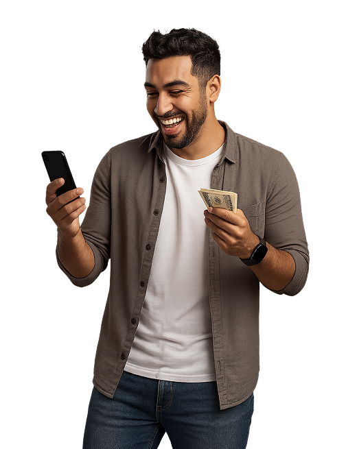 human holding phone
